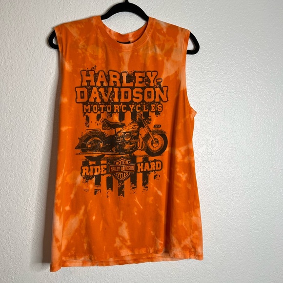 Harley-Davidson Other - DIY Bleach Dyed Harley Davidson Cow Nebraska Tank